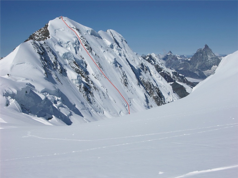 Lyskamm tracciato Via Welzenbach