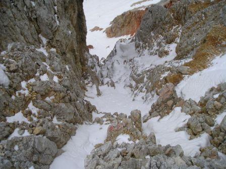 Croda Rossa d'Ampezzo, Via Grohmann, goulotte dall'alto Croda Rossa d'Ampezzo, Via Grohmann, goulotte dall'alto