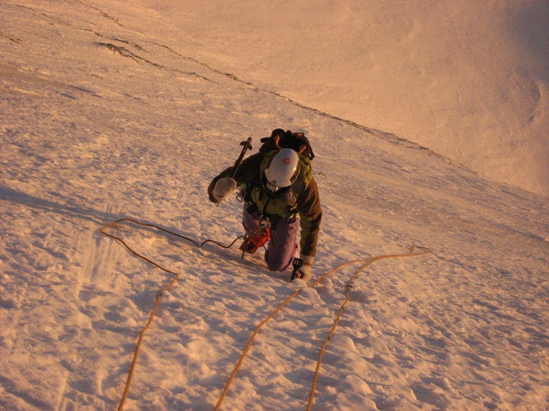 Stefano sulla NE della Lenzspitze